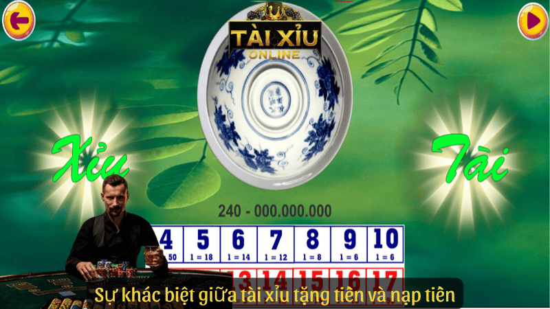 Sự khác biệt giữa tài xỉu tặng tiền và nạp tiền