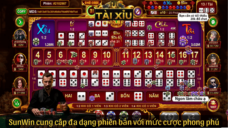 SunWin tài xỉu cung cấp đa dạng phiên bản với mức cược phong phú